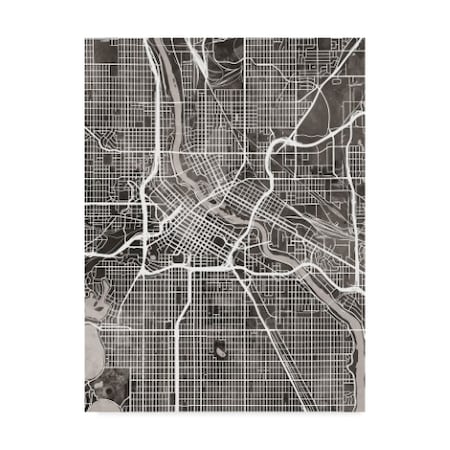Michael Tompsett 'Minneapolis Minnesota City Map Black' Canvas Art,35x47